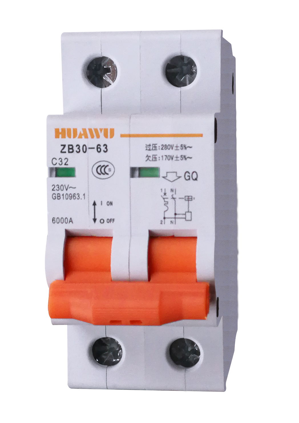 ZB30-63/2GY(QY\GY)帶過壓(欠壓、過欠壓)保護(hù)小型斷路器